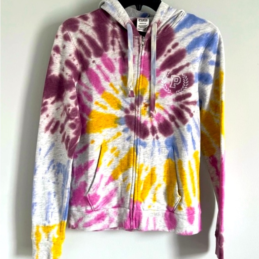 Victoria’s Secret PINK tie-dye, zip-up, hooded jacket, Women’s sz Small, NWT